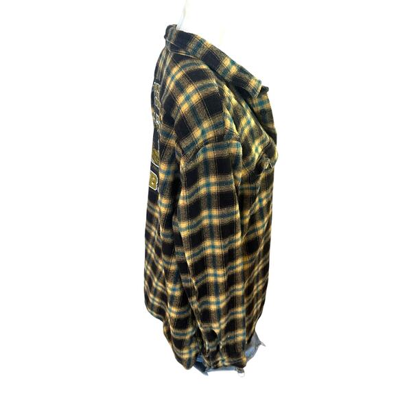 Pittsburgh Steelers Football Plaid Flannel Shirt XXL Oversized Retro Logo Unique - Picture 3 of 6